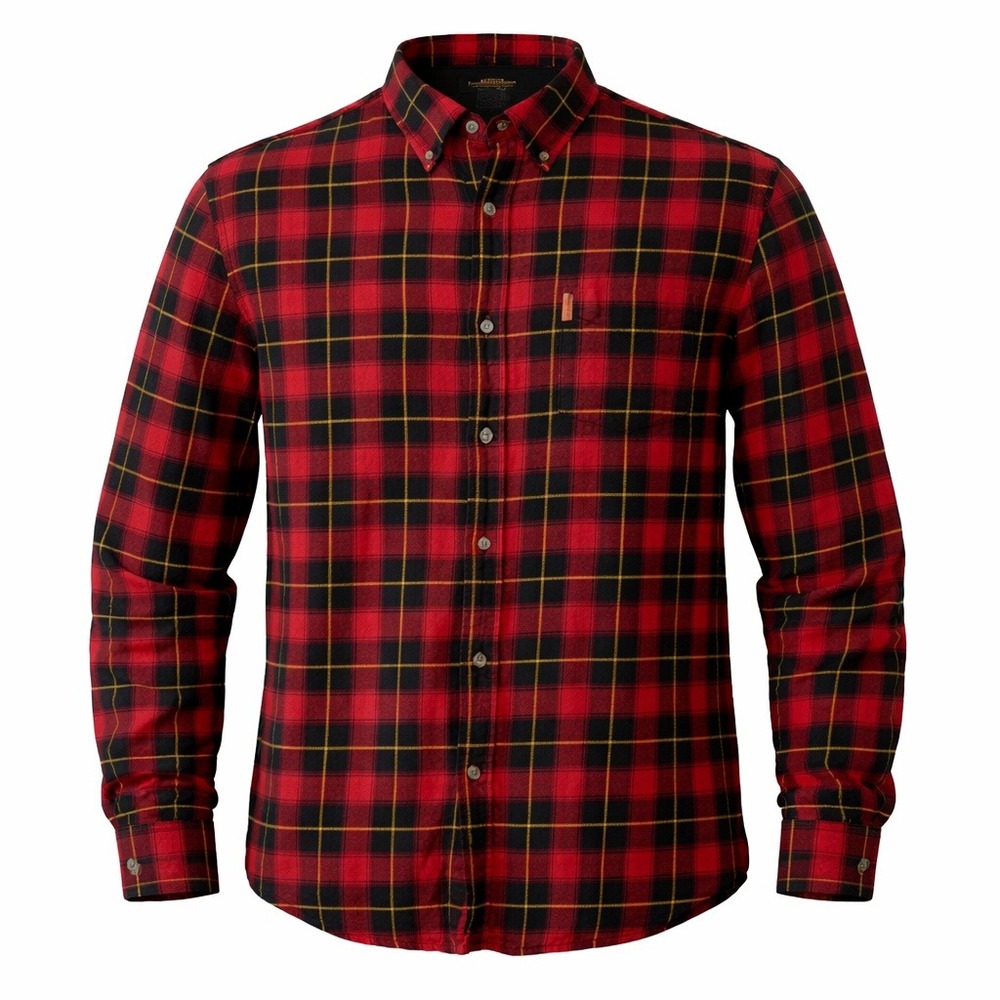Chaps Mens Plaid Flannel Shirt 100% Cotton Casual‎ Red Black XL